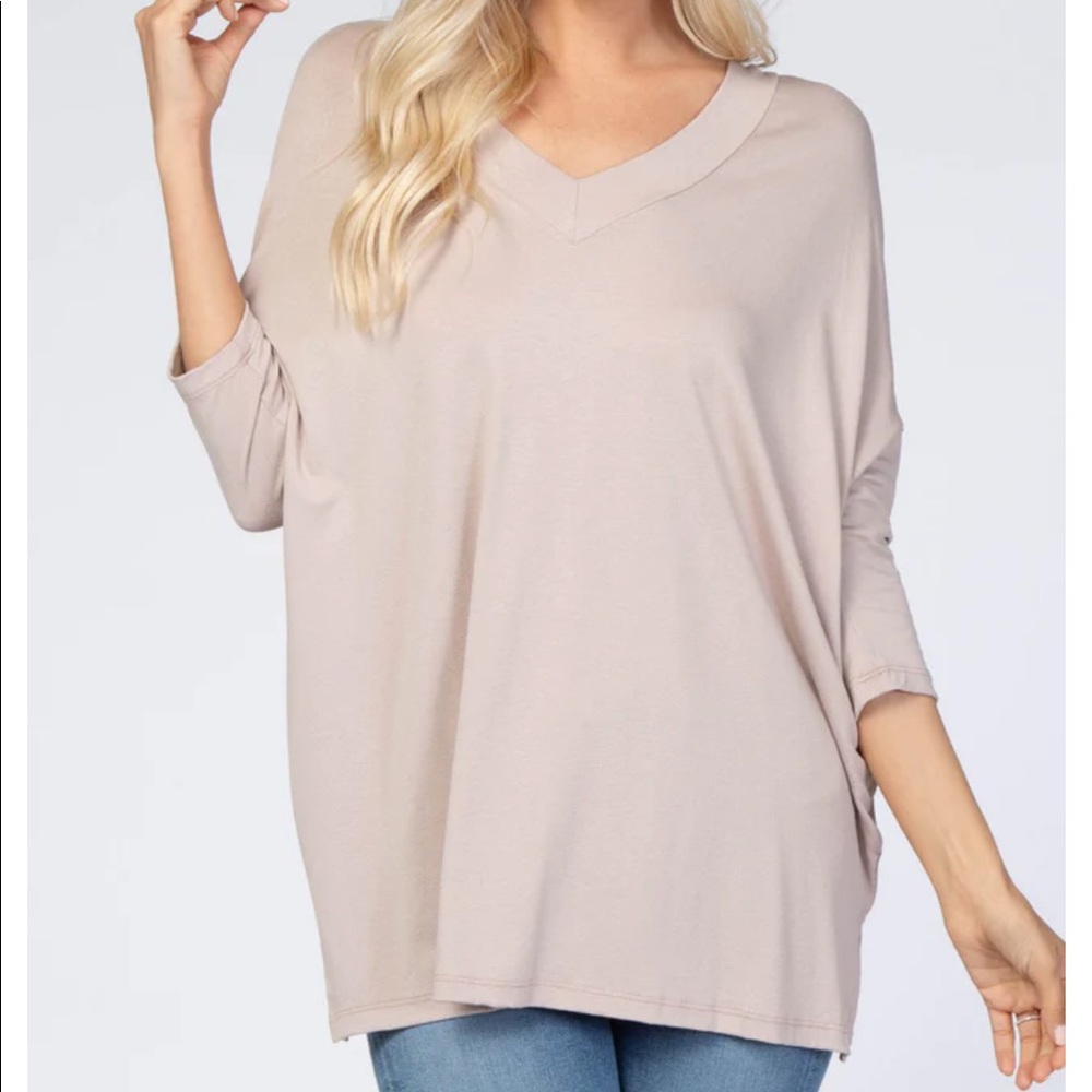 Light Mocha V-Neck Top